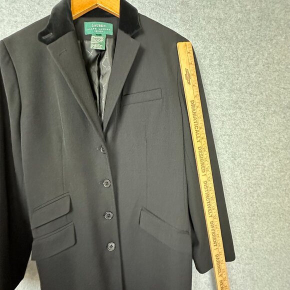 Vintage Lauren Ralph Lauren Black Tuxedo Velvet Collar Equestrian Riding 90s 8P - Picture 14 of 16